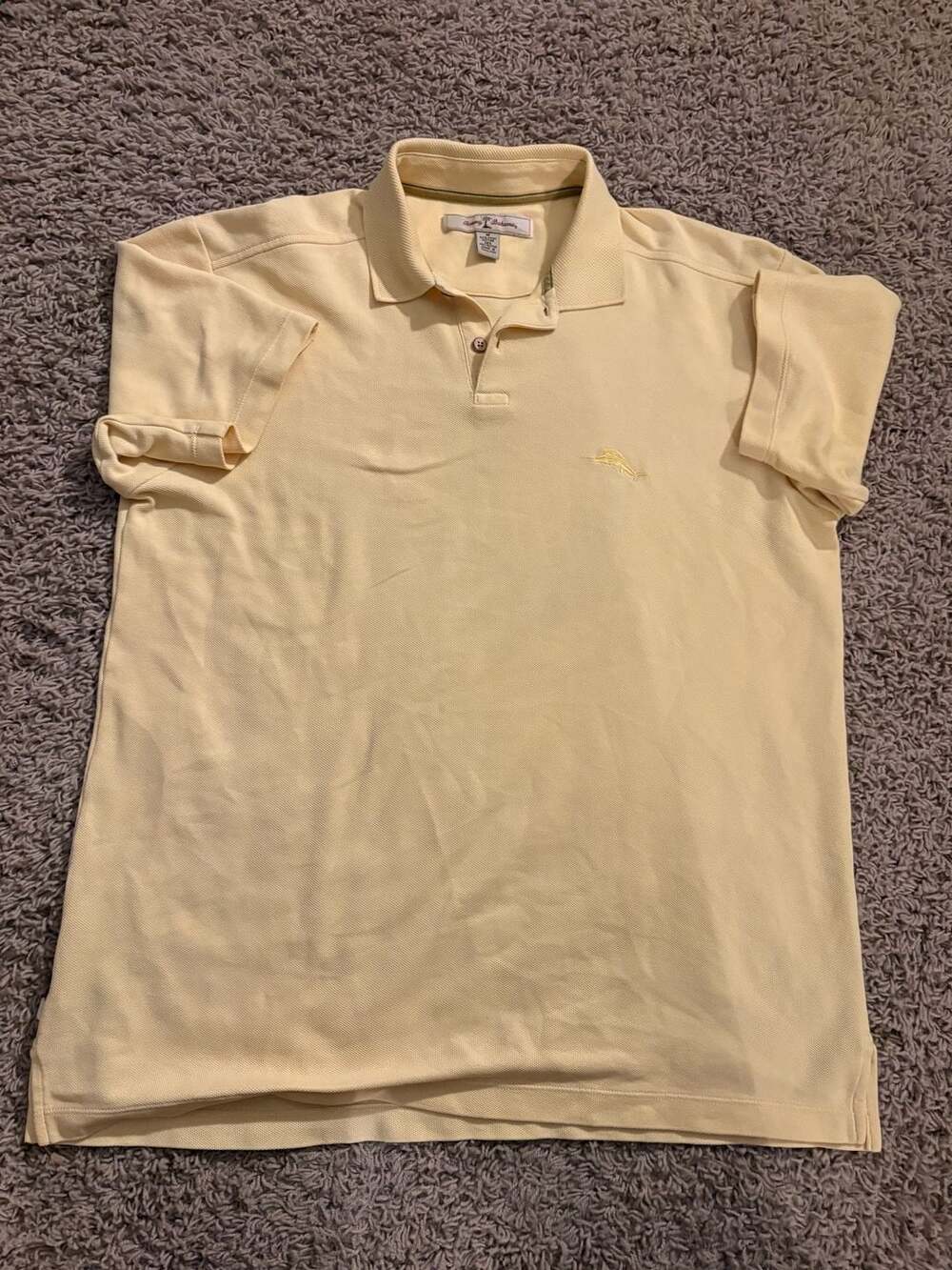 Tommy Bahama Polo Shirt Size M Yellow Pima Cotton Blend Short Sleeve
